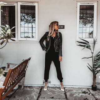 Short sleeved BLACK jumpsuit