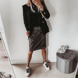 Khaki full faux leather ULTIMATE jogger skirt