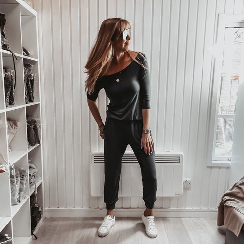 Long sleeved DARK GREY jumpsuit with pockets