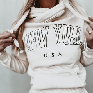 COLLEGE vintage white  NEW YORK Hoody *BACK IN STOCK*