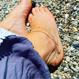 Stars & moon double ankle bracelet