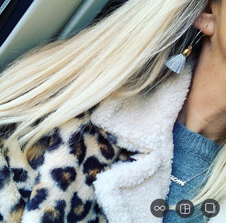 Silver tassel gold hoop earrings