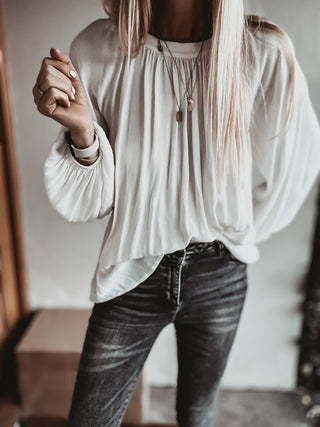 Florence VINTAGE WHITE bow blouse