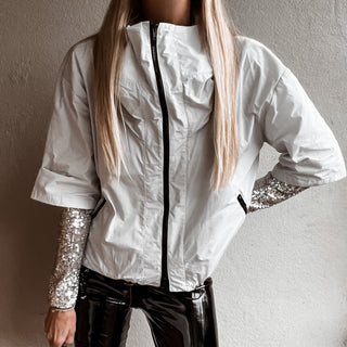 Silver grey sport luxe rain jacket