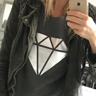 Silver diamond on dark a dark grey sweat (M)
