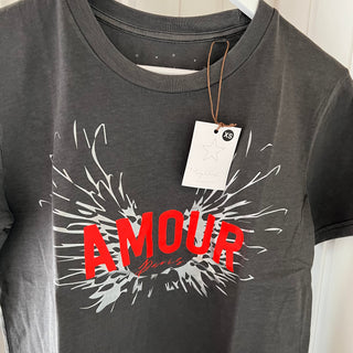 Vintage washed red AMOUR charcoal tee *boyfriend fit* *new*