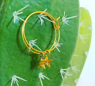 Gold star gold hoop earrings