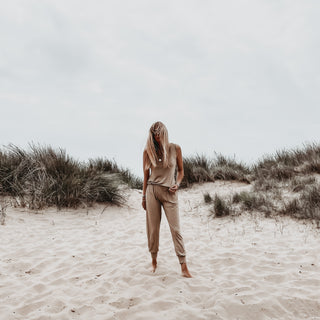 Short sleeved TAUPE TAN jumpsuit *new* *