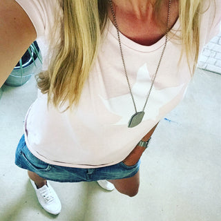 White star on pink tee