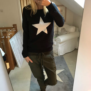 White star on black sweatshirt (small)