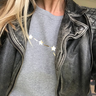 Metallic Gold Big Dipper on light grey sweat