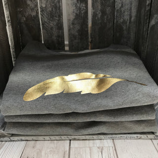 Metallic gold feather sweatshirt (M)