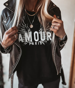 Jet black AMOUR wings sweatshirt