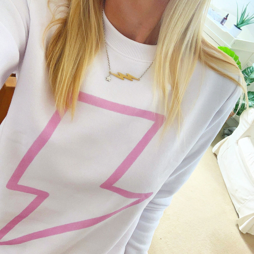 PRE-LOVED pink strike white sweatshirt