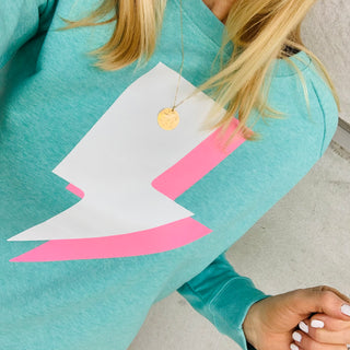 Aqua neon lighting strike sweatshirt