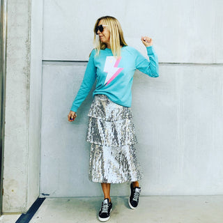 Aqua neon lighting strike sweatshirt