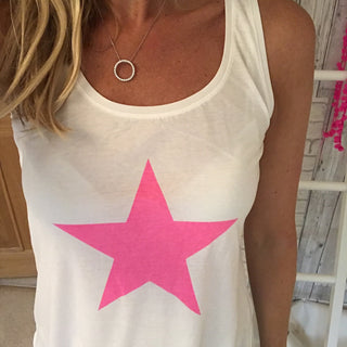 Neon pink star vest  (size 10- 12)