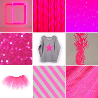 Neon pink star on light grey sweat