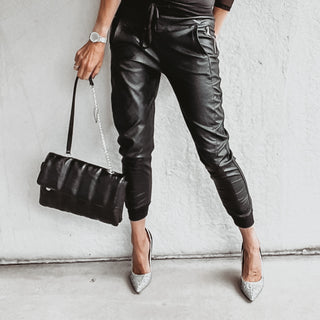 Full faux leather black ULTIMATE joggers