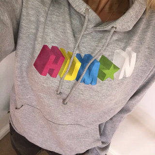 Coloured letters HUMAN hoody (medium, size 12)
