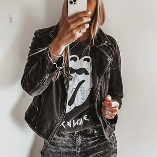 Rolling Stones inspired vintage black tee *boyfriend fit*