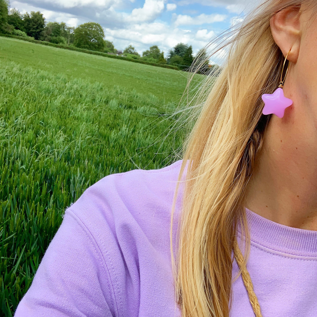 Lilac star / tassel mismatch earrings 💜