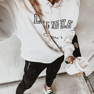 Super slouchy white LOS ANGELES hoody *super slouchy fit* SALE