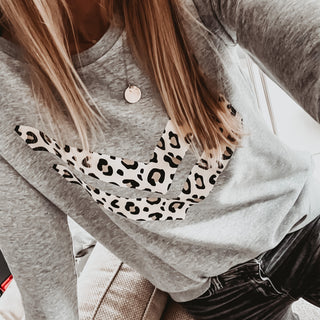 Double leopard chevron grey sweatshirt *relaxed fit*