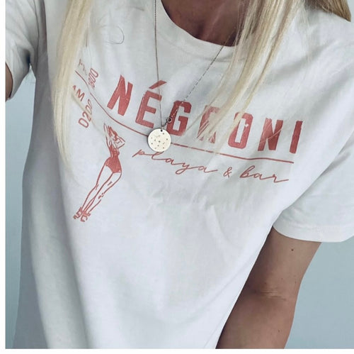 Negroni playa & bar vintage white boyfriend tee *new*