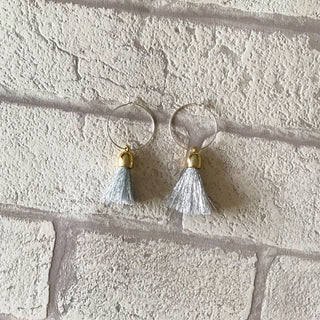 Silver tassel gold hoop earrings