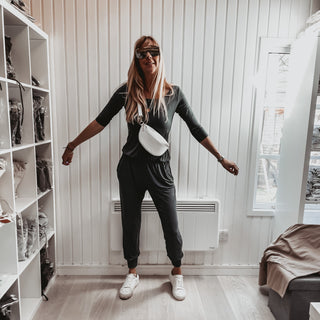 Long sleeved DARK GREY jumpsuit with pockets