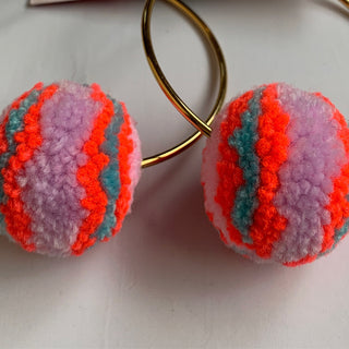 Large neon Pom Pom hoop earrings