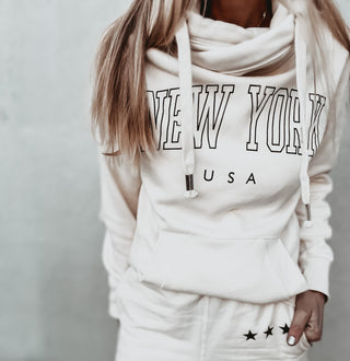 COLLEGE vintage white  NEW YORK Hoody *BACK IN STOCK*