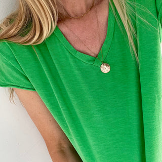 Neon green V neck tee *relaxed style*