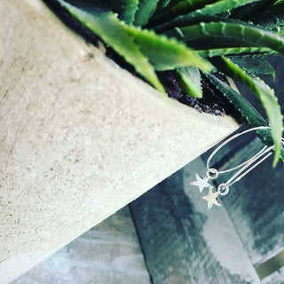 Silver star silver hoop earrings