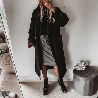 Khaki full faux leather ULTIMATE jogger skirt