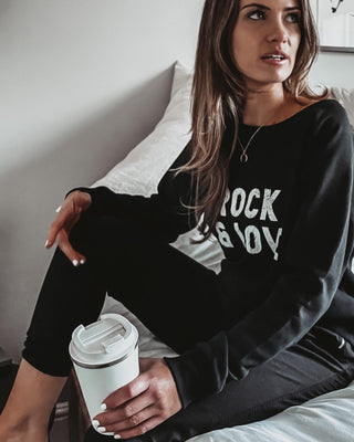 ROCK & LOVE black / white sweatshirt *relaxed fit*