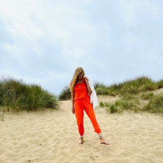 Short sleeved NEON ORANGE jumpsuit *HALF PRICE*