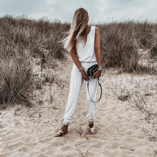 Short sleeved WHITE jumpsuit