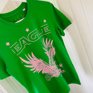 Neon green / pink Eagle tee *boyfriend fit*