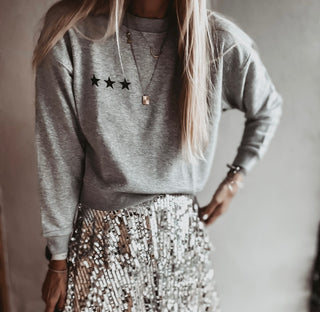 Heather grey Ibiza three stars sweatshirt *slightly cropped fit*