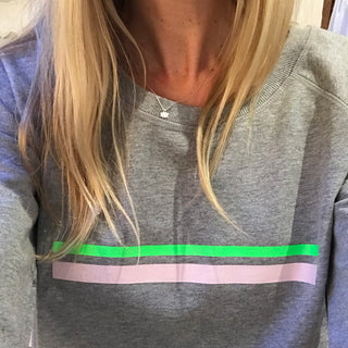 Pink & neon green stripe sweatshirt