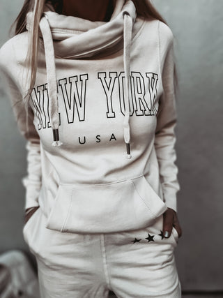 COLLEGE vintage white  NEW YORK Hoody *BACK IN STOCK*