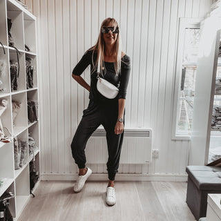 Long sleeved DARK GREY jumpsuit with pockets