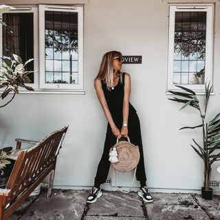 Short sleeved BLACK jumpsuit