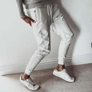 Full faux leather vintage white ULTIMATE joggers *NEW*