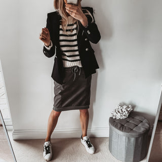 Khaki full faux leather ULTIMATE jogger skirt