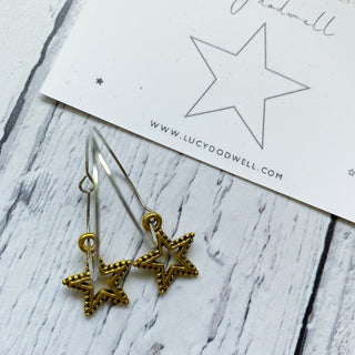 Gold studded star silver hoop earrings
