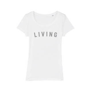 White LIVING tee *fitted style*