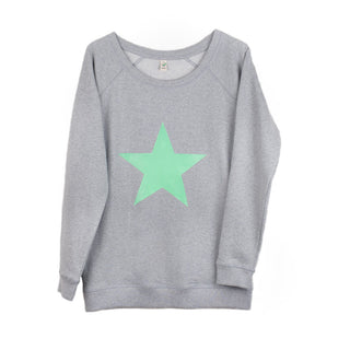 Mint aqua star on light grey sweat